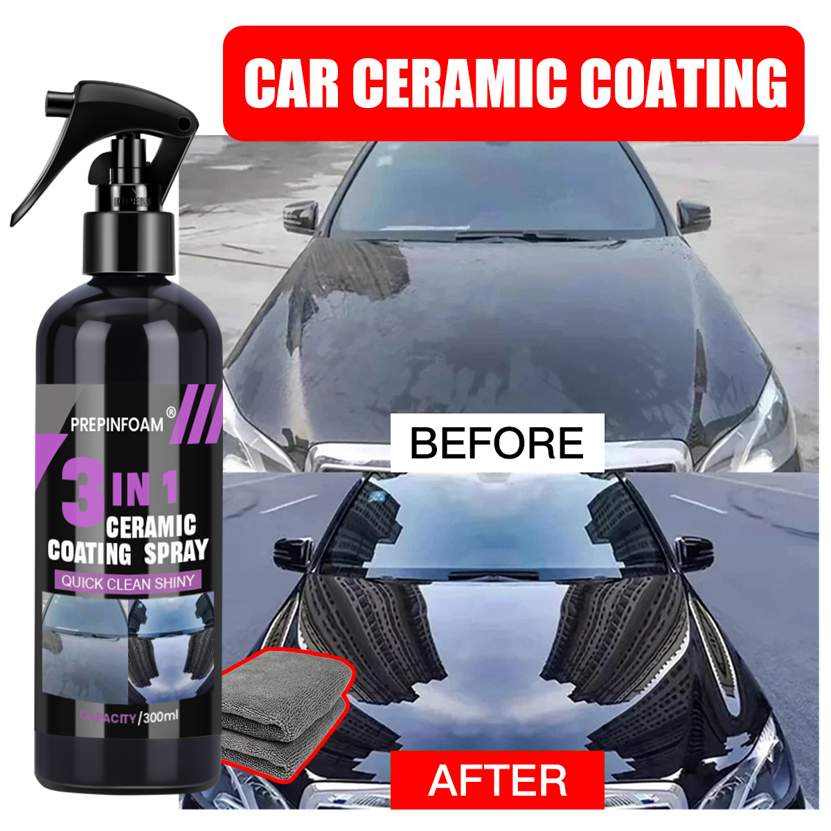 Car Wax Ceramic Coating - Hızlı Temizlik Leke Çıkarıcı Araba Spreyi